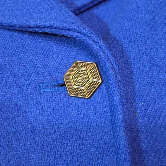J. CREW STADIUM CLOTH NELLO GORI ROYAL BLUE WOOL PEA COAT JACKET WOMENS 0 XS - Picture 4 of 9